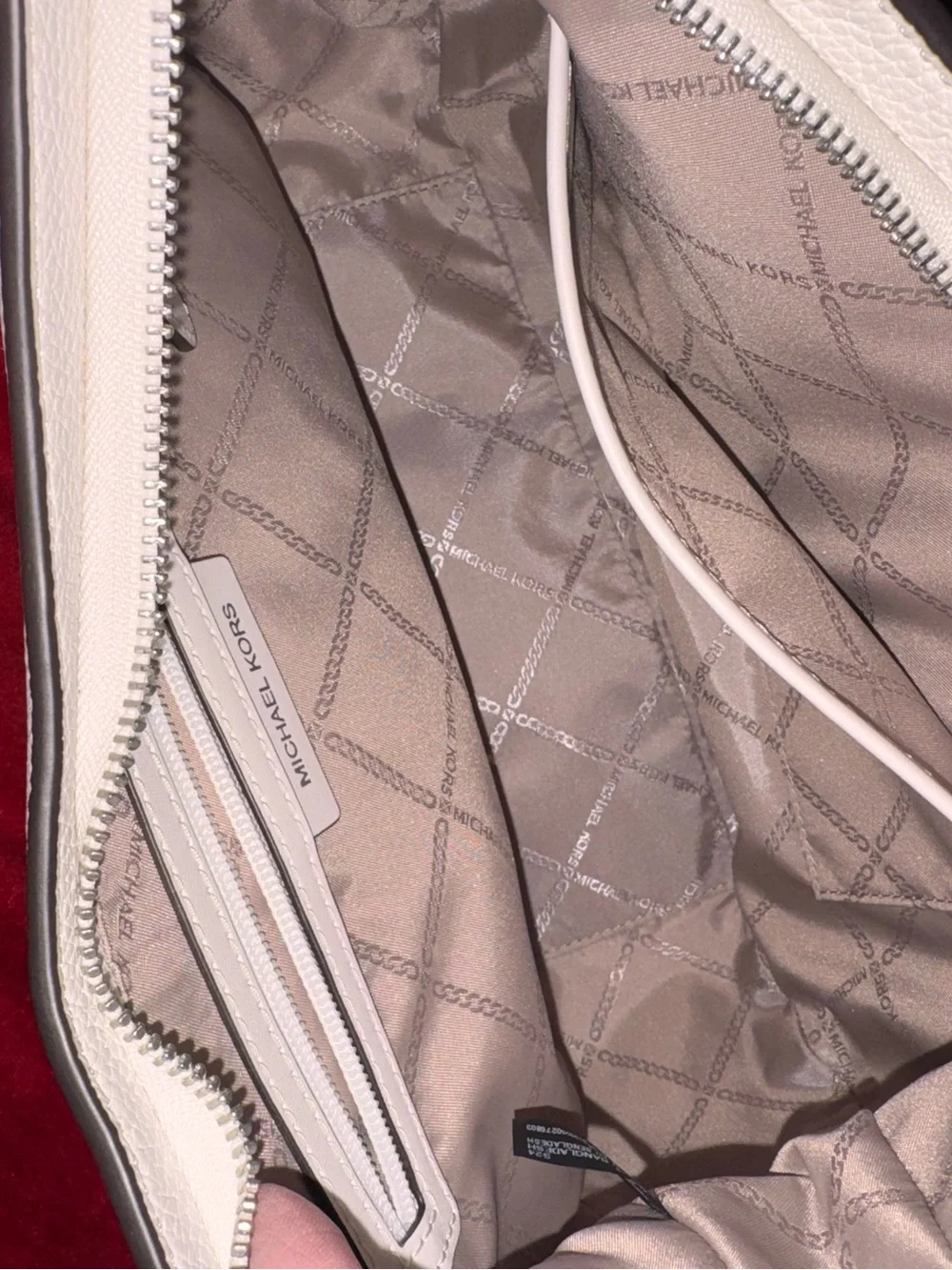 Michael Kors White Pebbled Leather Shoulder Bag